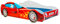 KOBI Kinderbett mit Rausfallschutz Auto | Rennauto | 140 x 70 cm | Jugendbett mit Matratze | Kinderbetten Jungen Mädchen | Einzelbett Kinder Bett Autobett