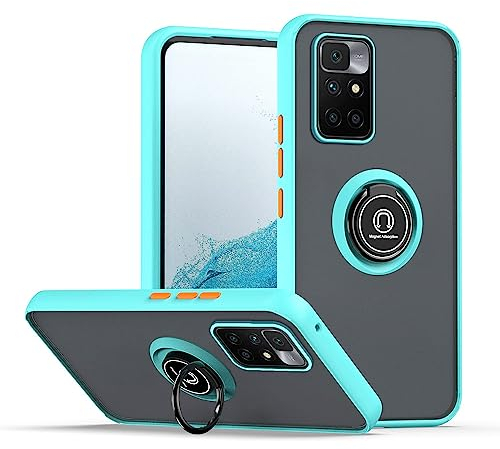 XINYEXIN Hülle für Xiaomi Redmi 10 2022 / Redmi 10 4G mit Ring Stnad Stoßfest Handyhülle Anti-Scratch Durchscheinend PC Back + Soft TPU Bumper Case Cover - Himmelblau