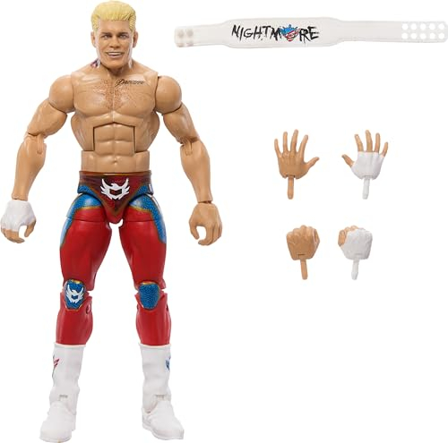 Mattel WWE Top Picks Elite Actionfigur- und Zubehörset, ca. 15 cm große „The American Nightmare“ Cody Rhodes Sammelfigur mit austauschbaren Händen, Ringausrüstung und 25 Bewegungspunkten, HTX74