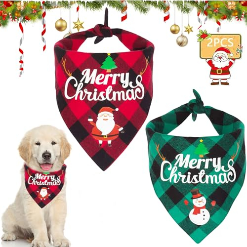 2 Stück Weihnachtshund Bandanas, Hundehalstuch, Schal Halstuch für Weihnachten Haustier Kostüm, Halstuch Hund, Dreieck Haustier Lätzchen für Haustier Weihnachten Kostüm Dekoration Zubehör (A)