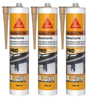 Lot de 3 mastics silicone SIKA Sikaseal-185 Menuiserie - Beige pierre - 300ml