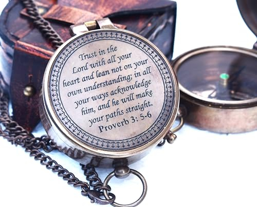 Trust in The Lord, Messing-Kompass, graviert, katholisch, religiöse Geschenke, Taufgeschenke für Jungen Mädchen, Erstkommunion, christliche Geschenke für Männer, personalisierbar, sentimental,