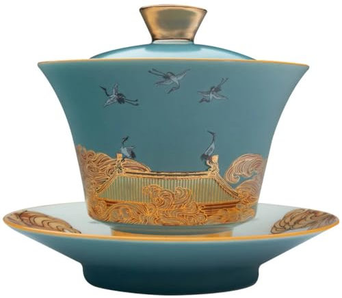 YTDJJWLS Taza de cerámica de 150 ml, taza de té Gaiwan con olor justo, juego de té chino verde