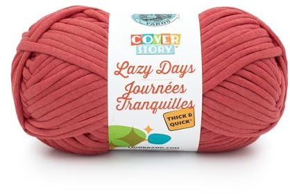 Lion Brand Yarn 191-113AW Cover Story Lazy Days Thick & Quick Garn, Polyester, Ziegelrot, 1 Pack