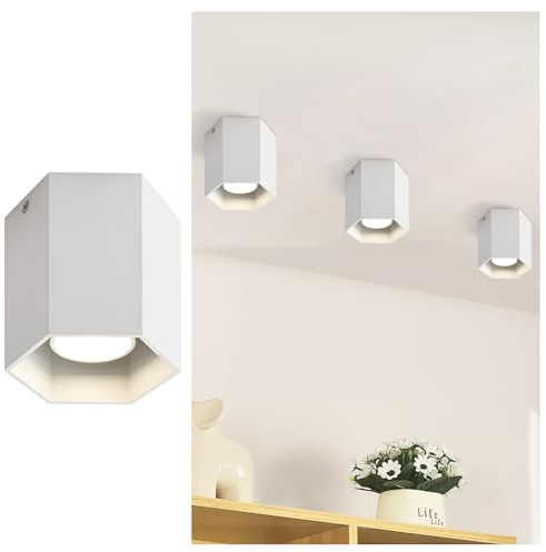 ZMH Aufbaustrahler Spots Deckenleuchte Weiß: Deckenspots Aufbauspot Modern Deckenlampe Aufputz Aufbau Deckenstrahler GU10 aus Aluminium Flurlampe Spotleuchte für Esszimmer (Ohne Leuchtmittel)