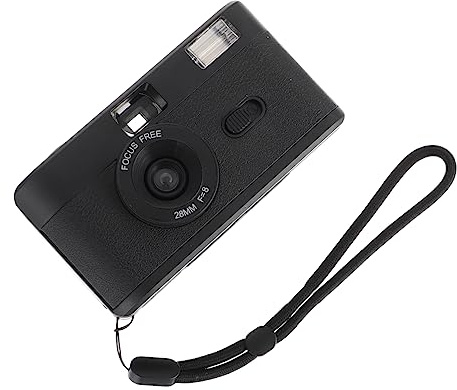 Veemoon Caméra Argentique Réutilisable en Plastique Abs sans Batterie Appareil Photo Rétro Noir Flash Intégré Compatible Film 35mm pour Photos Instantanées