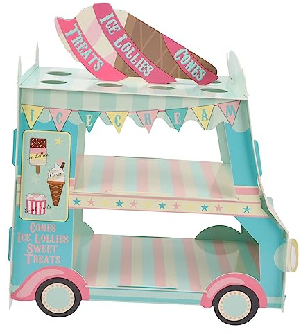HEMOTON Mesa De Postres Cucurucho De Helado Carro De Helados Carritos De Camiones De Helados Carrito De Helados Carro De Soporte De La Magdalena Suministros De Boda Desechable Papel Novia