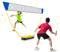 LIFEZEAL Ensemble de Badminton Portable, Filet Badminton avec 2 Volants, 2 Raquettes, Boîte de Rangement, Jeux Sport Extérieur et Intérieur avec Filet de Badminton (Jaune)
