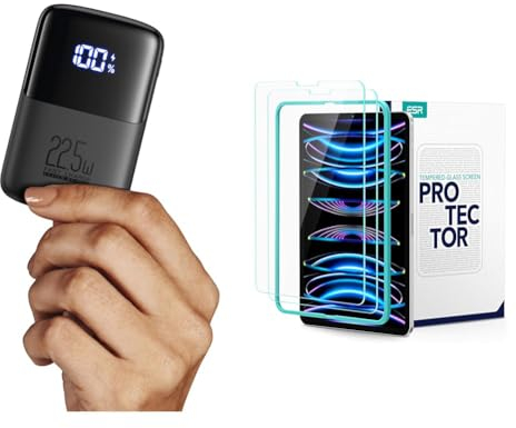 INIU Power Bank, 22.5W Fast Charging 10000mAh PowerBank Klein Aber Stark & ESR Schutzfolie kompatibel mit iPad Pro 11 Zoll (2022/2021/2020/2018) und iPad Air 5/4