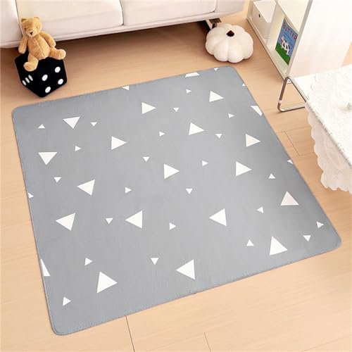 Treer Alfombrilla para Trona Bebe, Estilo Dibujos Animados Alfombra de Juego para Niños/Protector de Piso, Alfombras Antideslizante Impermeable (70x100cm,Triángulo geométrico)