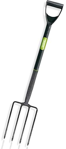 BONAFIDE Heavy Duty Garden Border Digging Fork, Carbon Steel Border Fork with Soft Grip D Handle, Carbon Steel Garden Hand Fork, Garden Fork Heavy Duty, 4 Tines Garden Fork