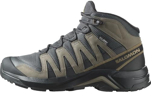 Salomon Herren Herren X-Adventure Recon Mid Gore-Tex Wanderschuh, Asphalt/Falke/Coyote Braun, Für Komfort, Ideal für Wandern und Trailrunning bei Outdoor-Abenteuern. 43 ⅓