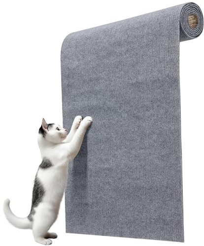 Navaris Rascador Adhesivo para Gatos - Rollo Rascador Gato de 2 m x 50 cm Recortable - Rascadores de Gatos con Pegamento - Protector Sofa Gatos Arañazo para Muebles Pared - Gris