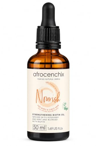 Afrocenchix Nourish Rosemary Hair Oil with Biotin 50ml | Rosemary hair oil with Biotin & Peppermint for stronger hair.