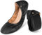 OFFCUP Ballerines Femme Flats Chaussures, Ballerines Femme Plates Pliable, Chaussures Pointe Ronde Fermé Respirantes Chaussure de Danse en Cuir Confortable Simple, Polyvalentes et à la Mode-Noir