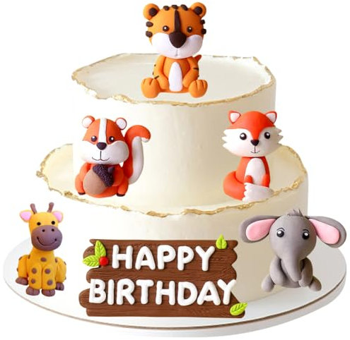 MIFKLMV Animal Cake Decorations, 6Pcs Cake Decorations, Animal Cupcake Decorations, Birthday Cake Inserts, Children's Birthday Party Decorations, Baby, Children's Party Decoration Accessories