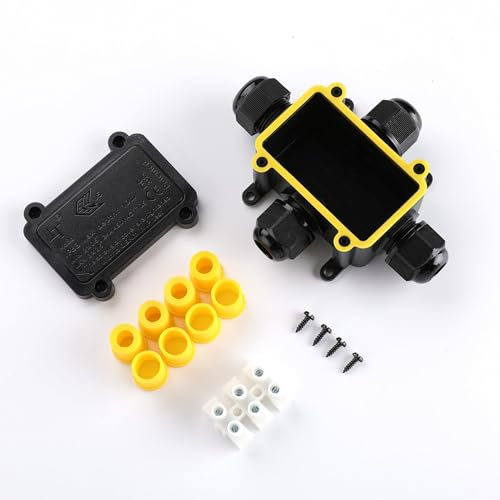 IP68 wasserdichte Anschlussdose für den Außenbereich X-Form, 4-Wege M20 Gummikern Schraubanschlusskabel Verlängerungskabel Schutzkabel Durchmesser Ø4-12mm schwarz 1 Stück