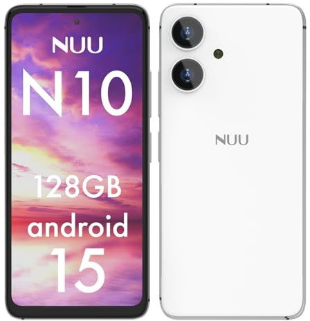 NUU N10 Basic Cell Phone for T-Mobile, Mint, Metro, Qlink, Tello and More 4GB/128GB, Perfect for Teenagers, Dual SIM 4G, Octa-Core 6.6 90Hz HD+, Unlocked Phones Android Phone 15, US Warranty (White)