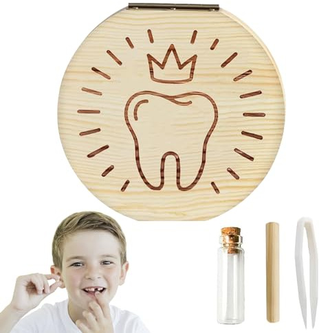 GAROMIA Zahnbox für Milchzähne Holz Zahnfee Geschenke mit Display Funktion | Milchzahndose Milchzähne Jungen Mädchen, Kreative Tauf- und Geburtstagsgeschenke für frischgebackene Eltern