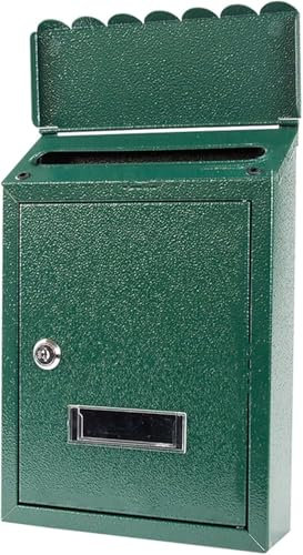 Wandbriefkasten – Wandmontage, Briefkasten mit Schloss und Schlüsseln, grün, rostfreies Metall, Paketbriefkasten für Zeitschriften/Paket, Briefkasten mit Sichtfenster