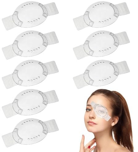 MOLZINY 8 Pièces Masque oculaire Transparent Protection des Yeux Poreux en Plastique avec Corde Réglable confortable après cache œil respirant our adultes et enfants Protéger Vos Yeux