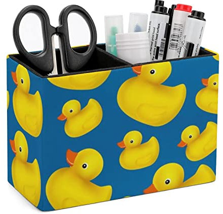 JUZGTSIT Pot à crayons en caoutchouc bleu canard sur fond bleu pour fournitures de bureau, taille unique