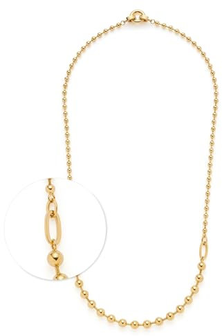 JEWELS BY LEONARDO Halskette Clip & Mix Dotty • mittellange Kugel-Kette aus goldfarbenem Edelstahl • Mix aus feinen und kräftigeren Kugeln • 60-61,3 cm Länge • Schmuck Geschenk für Frauen • 024923