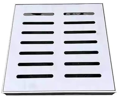 Yajuer Grille De Drainage en Acier Galvanisé avec Base, Couvercle De Drain Extérieur, Grille De Drainage pour Allée, Couvercle De Grille De Drainage en Acier Inoxydable pour Puisard(20 * 20 * 3cm)