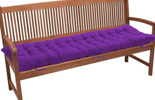 Dickes Sitzkissen für Gartenbank, 2-/3-Sitzer, für den Außenbereich, 8 cm, Baumwolle, für den Außenbereich, drinnen, Schaukel, Terrasse, Zuhause, 120 x 40 cm, Lila
