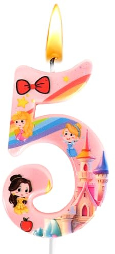 Prinzessin Kerzen Nummer 5, Kuchen Kerze, Prinzessin Geburtstagsdeko, Geburtstags Kerzen, Themenkerzen, Kuchen Dekoration, Rosa, Kerzen mit Mustern, Mädchen, Jubiläen, Hochzeitsfeiern