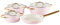 7 Piece Pan Set 3 Saucepans 1 Frying Pan Ceramic Coat Non-Stick Aluminium Pastel Pink Elite Pro