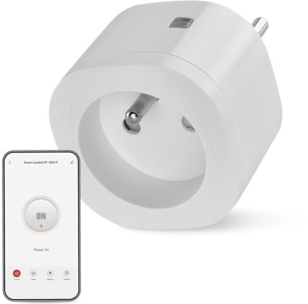 EMOS GoSmart ZigBee Steckdose 16A, 2,4GHz Smart Steckdose mit Timer und Stromzähler, gesteuert manuell und mit EMOS GoSmart-App, kompatibel mit Sprachassistant Amazon Alexa, Google Assistant, weiß