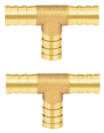 2Pcs 12mm Brass Barbed Connector 3-Way T-Shaped - Heavy Duty Fuel/Hose Splitter, Universal Gas/Water/Oil Fittings for Garden/Irrigation/Boiler Systems
