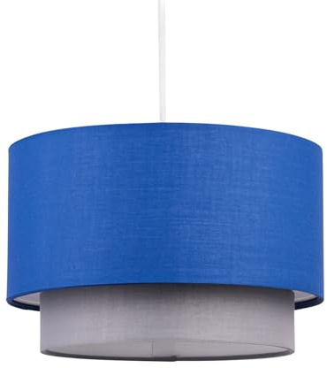 firstchoicelighting Blue & Grey Modern Ceiling Light Shade Pendant Easy Fit 2 Tier Boys Room Shade