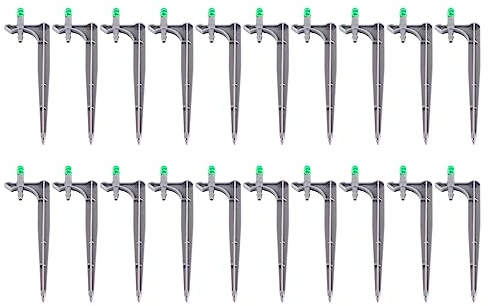 20 unids/bolsa gotero de riego con inserto de tierra emisores de riego por goteo para árboles frutales para jardinería (180 grados con varilla de inserción)