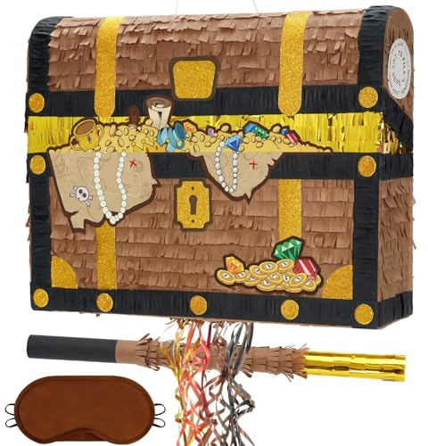 WERNNSAI Pirate Treasure Chest Pinata Pirate Birthday Party Pinata | Ocean Adventure Birthday Party Decoration Treasure Hunting Carnival Celebration Supplies