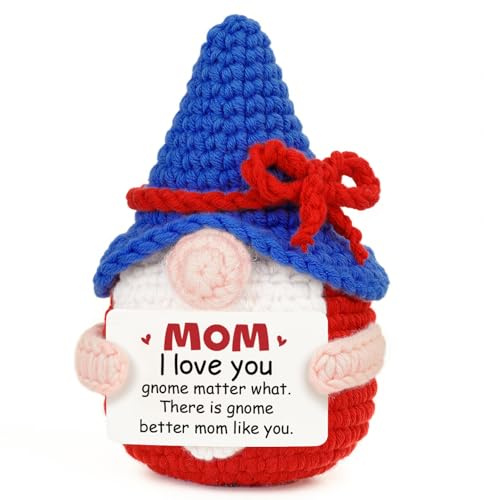 Mom Birthday Gifts, Mom Gifts from Daughter Son for Christmas Mothers Day | Handmade Crochet Cute Gnomes, Funny I Love You Present for Mother Mama Mommy Step Mothers