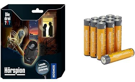 Die drei ??? Hörspion, Detektiv-Gadget, 8+ Jahre, & AAA Alkaline-Batterien Amazon Basics 12 Stück, 10 Jahre