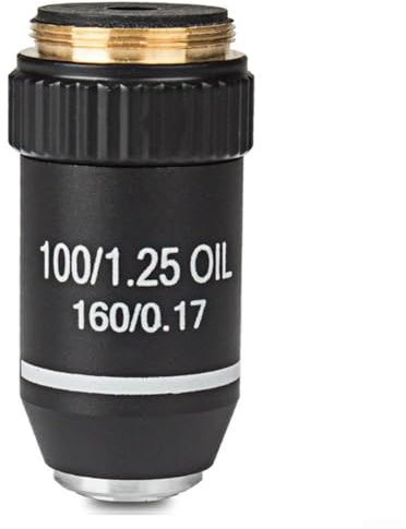 195 Achromatische Objektivlinse für biologisches Mikroskop RMS, 20,2 mm Gewinde, 4X/10X/20X/40X/60X/100X Öltauchen, mehrfach beschichtetes optisches Glas (100x)