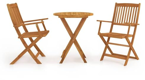 ATOMSTACK MAKER HOMELEN Klappbares Bistro-Set aus Akazienholz wetterfest für Garten & Terrasse, braunes Massivholzmöbel mit runder Tischplatte und 2 Stühlen, kompakt & pflegeleicht für Outdoor-Dining