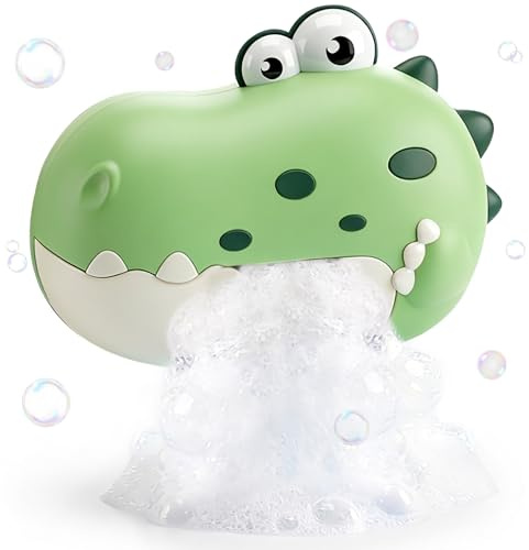 Skirfy Dinosaurier-Badespielzeug, Badewannen-Seifenblasenmaschine mit Musik, Wasserspielzeug für Badewanne und Dusche, Dinosaurier-Geschenk für Jungen, Badezimmer-Spielzeug für Kinder