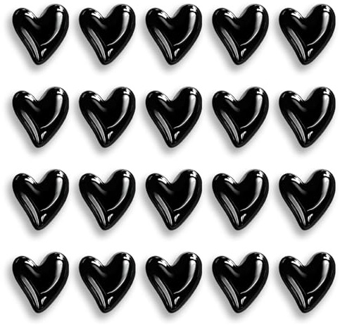 Flintronic 20 Stück Schwarz Herz Magnete, 3D Dekorative Magnete Set, Süße Magneten für Kühlschrank & Whiteboard, Kleine Kühlschrankmagnete, Geeignet für Magnettafel Küche Büro Klassenzimmer Schränke