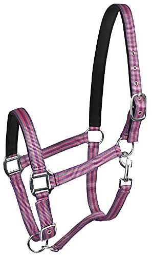 PFIFF 101517 Kunststoffhalfter, Weidehalfter Stallhalfter, Bordeaux-Pink-Grau, Full