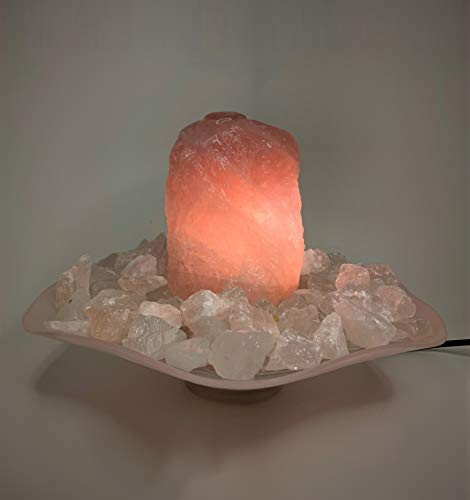 Zimmerbrunnen Clivia Rosenquarz mit Beleuchtung (Schalenfarbe: Rosa)