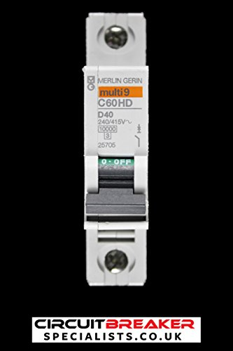 MERLIN GERIN C60HD 40 AMP TYPE D 10KA 240V SINGLE POLE MCB CIRCUIT BREAKER 25705