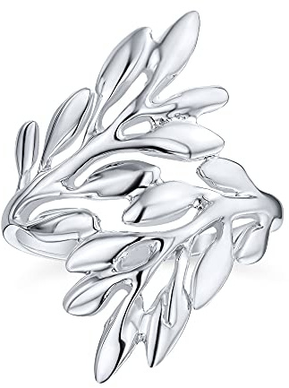 Western Jewelry Southwestern Nature Wrap Ivy Laurel Vine Bypass Leaf Ring For Women Teen Polished .925 Sterling Silver