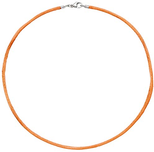 Jobo Damen Collier Halskette Seide orange 42 cm, Verschluss 925 Silber Kette