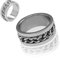Soul-Cats Edelstahl Ring mit beweglicher Kette Fingerring Unisex Biker Band Punk silbern, Größe: 19 mm