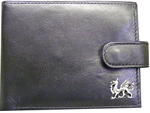 Leder Geldbörse mit Zinn Walisischer Drache Badge befestigt [Gepäck]