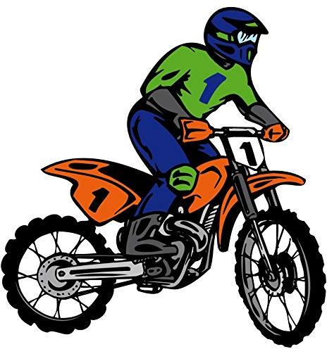 Samunshi® Buntes Motocross Wandtattoo Digitaldruck MotoX Motorrad - 44x45cm mehrfarbig